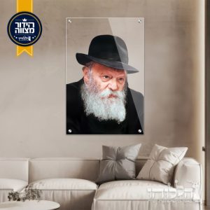 תמונת זכוכית הרבי מילובביץ’ רקע שקוף דגם 3026