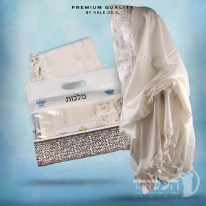 טלית 100% צמר תשבץ – פסים לבנים - 503