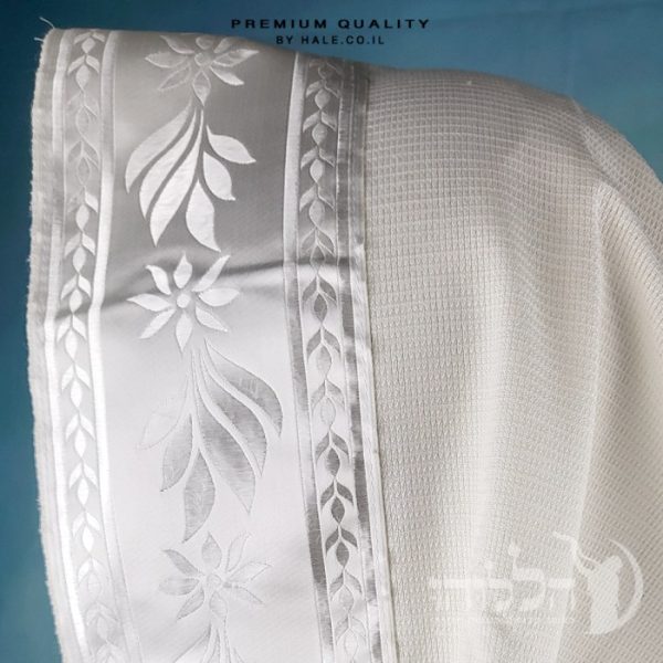 טלית 100% צמר תשבץ – פסים שחורים - 501