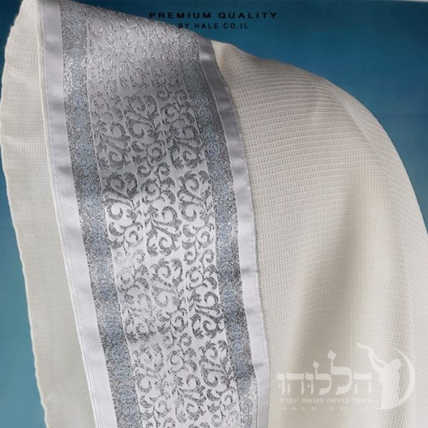 טלית 100% צמר תשבץ – פסים תכלת - 502