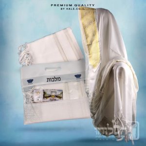 טלית חתנים אקרילן מהודרת פסים זהב לא מחליקה - 609