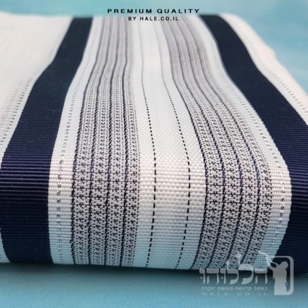 טלית חתנים אקרילן מהודרת פסים כחול כהה לא מחליקה - 610