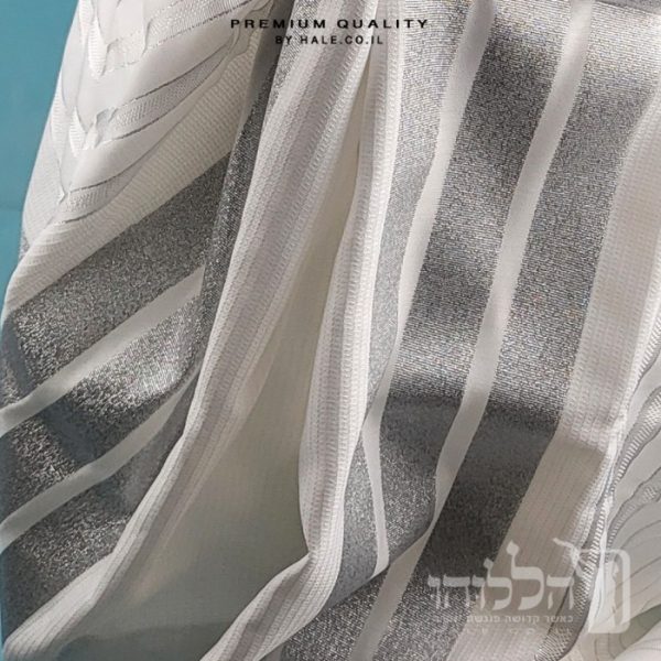 טלית חתנים אקרילן מהודרת פסים כסף לא מחליקה - 607