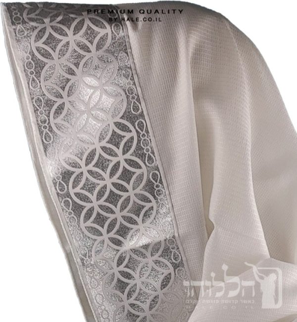 טלית חתנים אקרילן מהודרת פסים כסף לא מחליקה - 607