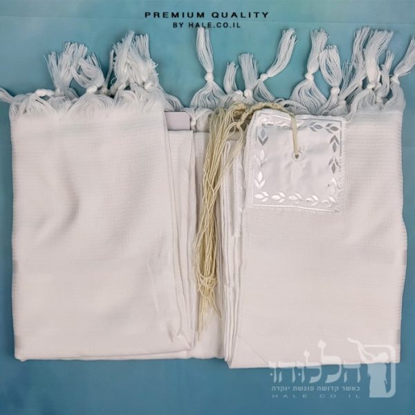 טלית חתנים אקרילן מהודרת פסים לבנים לא מחליקה -608