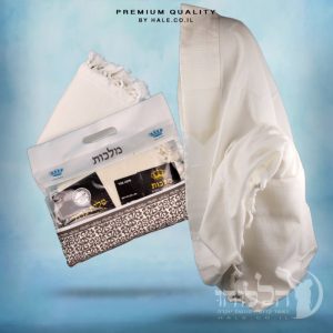טלית מרן בית יוסף 100% צמר תשבץ – פסים לבנים - 264