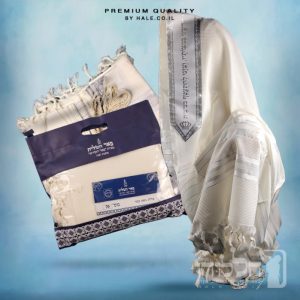 טלית צמר פאר הקודש פסים בצבע כסף, לא מחליקה - 266