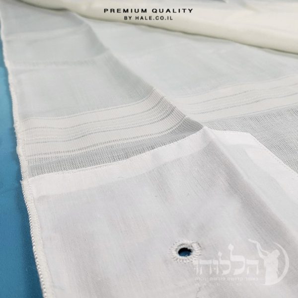 טלית קטן 100% צמר רחלים עם פסים לבנים - ללא פרנזים - 270