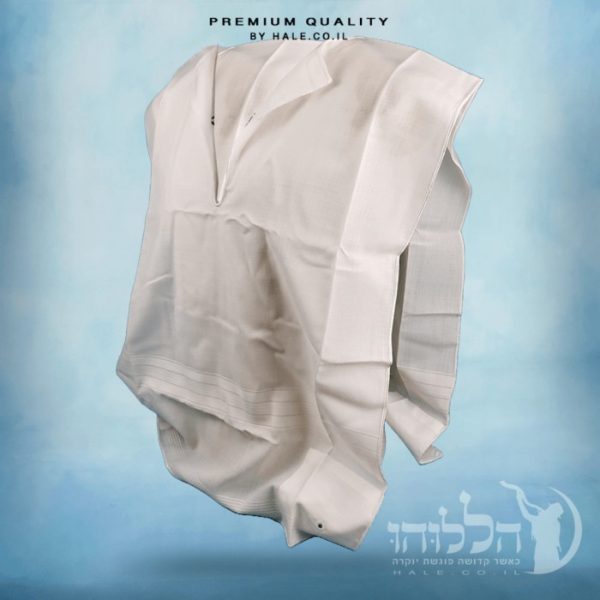 טלית קטן 100% צמר רחלים עם פסים לבנים - ללא פרנזים - 270